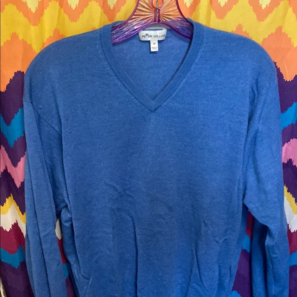 Peter Millar Blue V-Neck Sweater